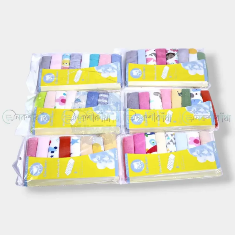 Baby Cotton Gerber/Wash Cloth/Towel - 8pcs (Random Color Pack) - Image 2