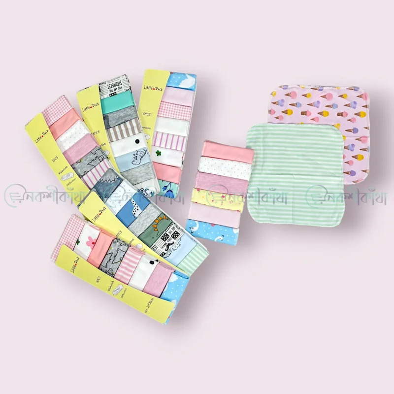 Baby Cotton Gerber/Wash Cloth/Towel - 8pcs (Random Color Pack)