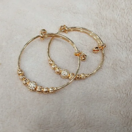 Bangles Type Golden Bracelets - 2Pcs Set For Kids - Image 2