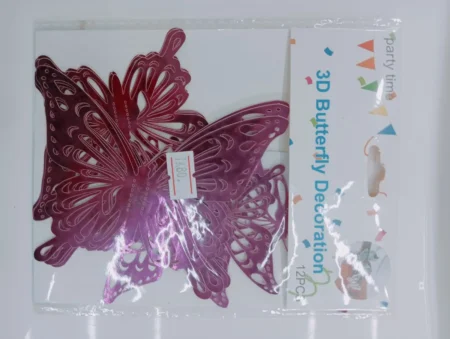 Gold Foil Red Paper 3D Butterfly Decoration For Party - 12pcs - Image 4