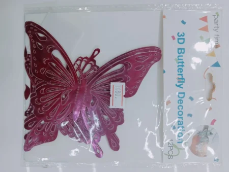 Gold Foil Red Paper 3D Butterfly Decoration For Party - 12pcs - Image 3